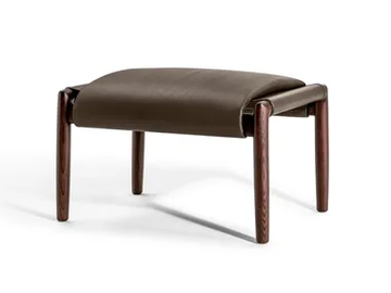 TIMES LOUNGE - Upholstered leather footstool by Poltrona Frau - view 2